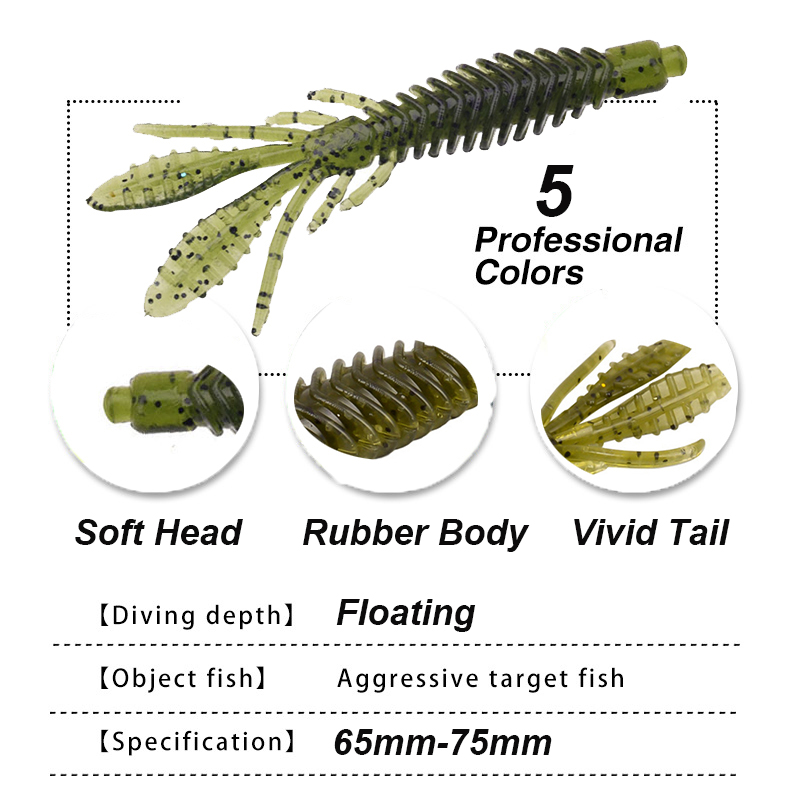 ويستباس 5 قطعة لينة الطعوم الي - مراجعة Fishing Lure Soft Plastic وسعره